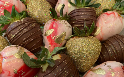 sugar art with chocolate covered strawberries